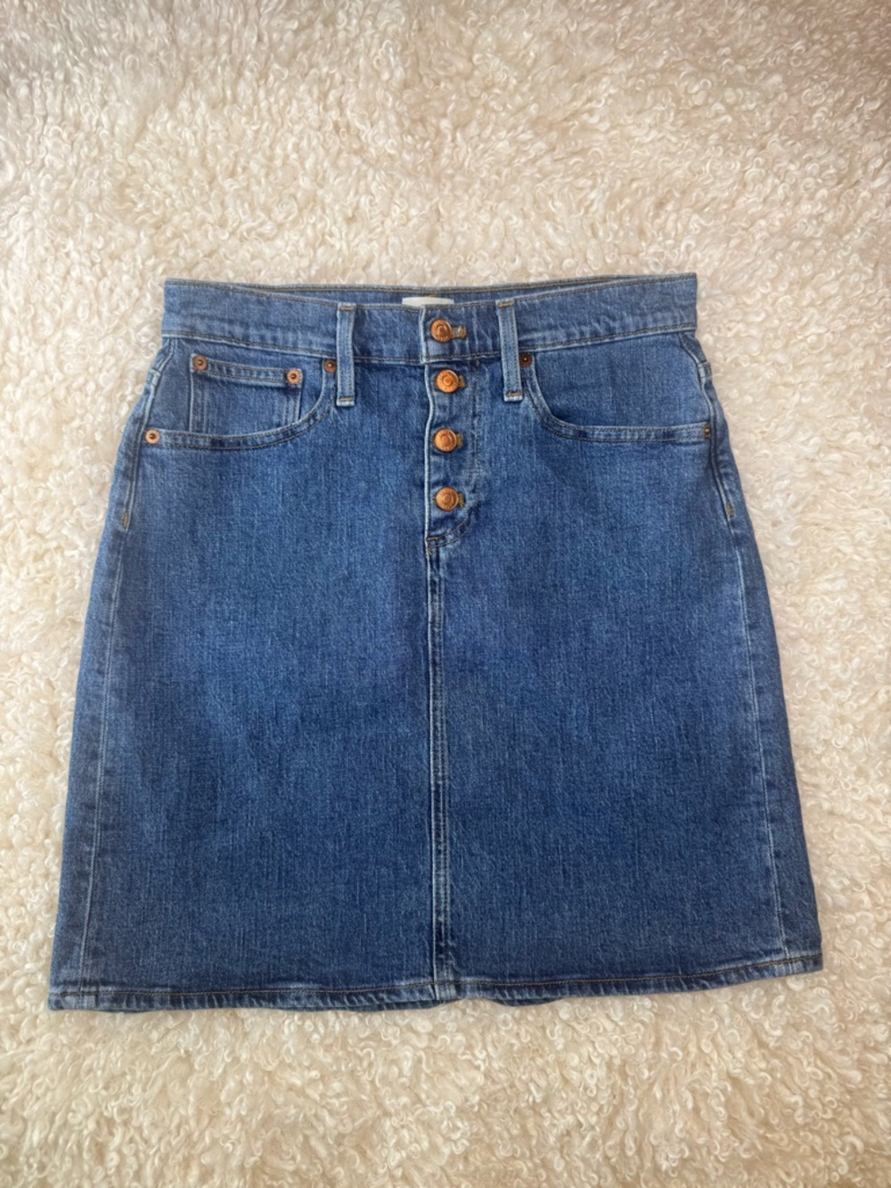 J. Crew Dark Blue Denim Button-Front Skirt